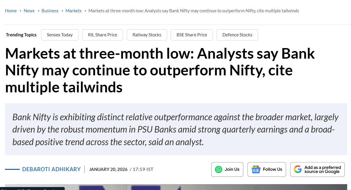 Markets at three-month low: Analysts say Bank Nifty may continue to outperform Nifty